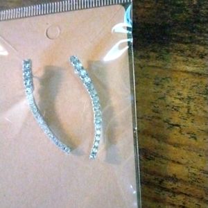 Silver CZ Bar Earrings